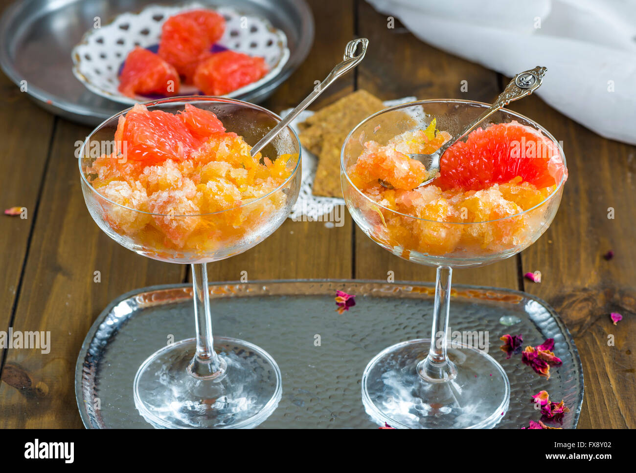 Frozen pink grapefruit granita slush drink Stock Photo Alamy