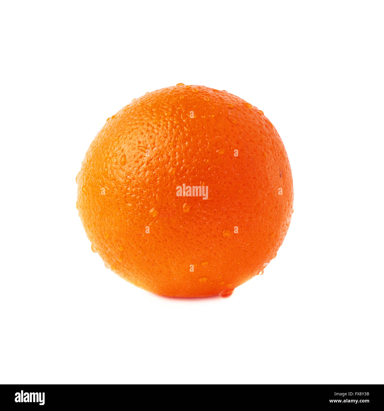 Orange fruit covered with the multiple water drops, isolated over the