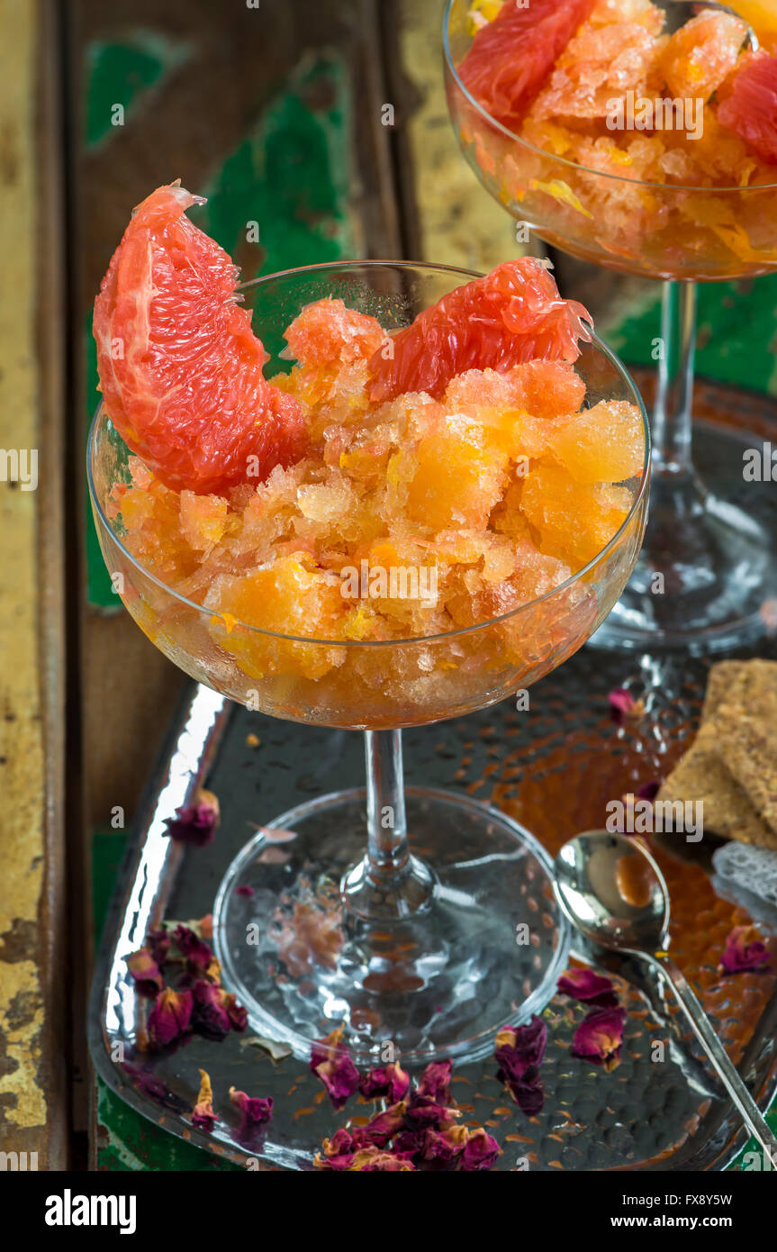 Frozen pink grapefruit granita slush drink Stock Photo Alamy