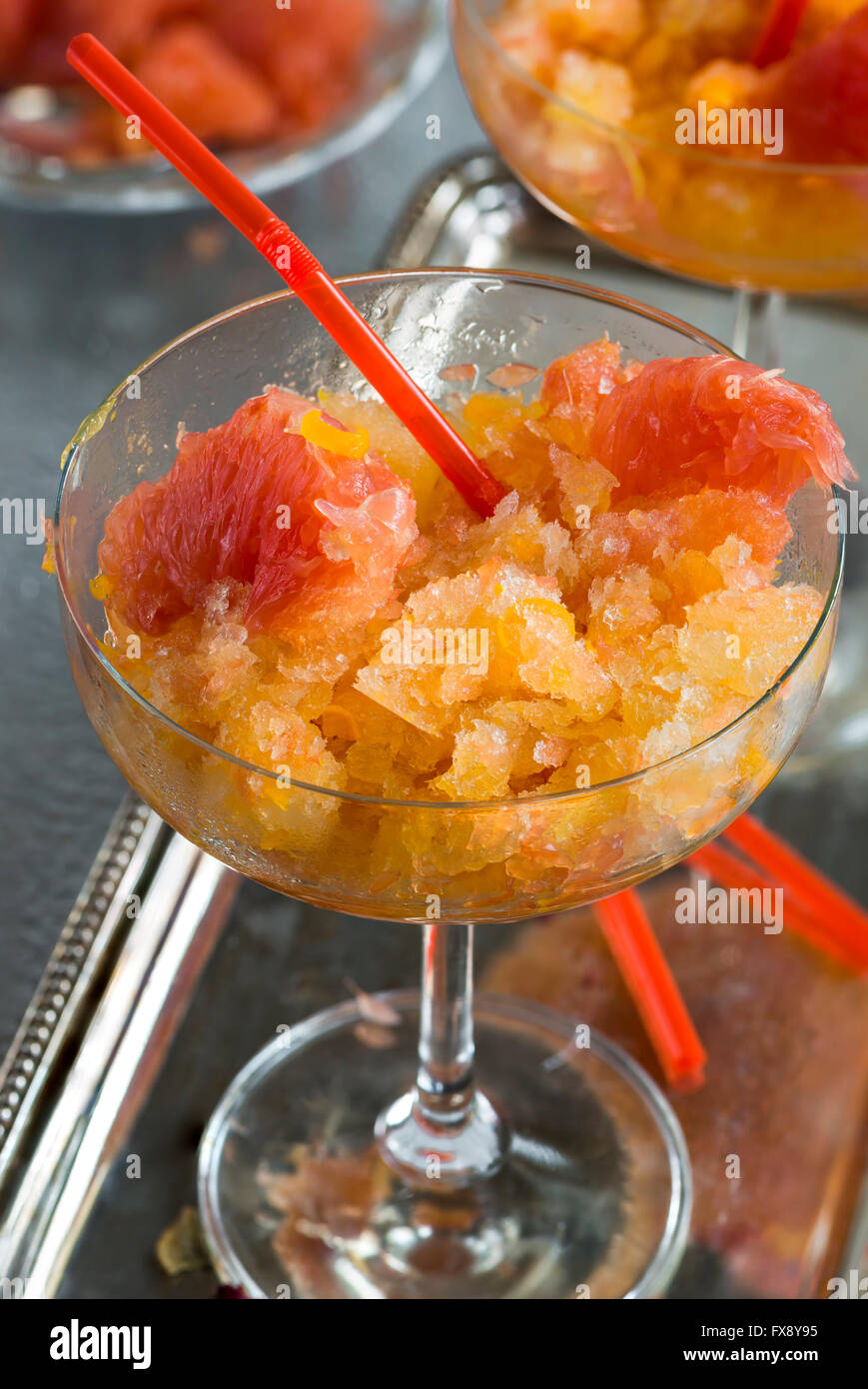 Frozen pink grapefruit granita slush drink Stock Photo Alamy