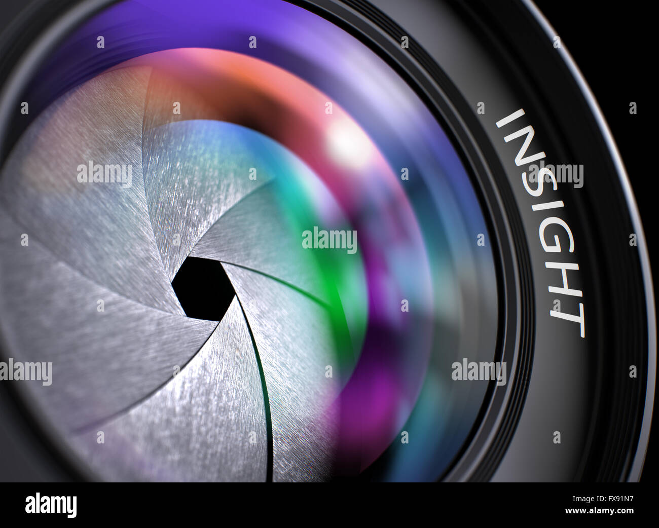 Camera Photo Lens with Inscription Insight. Stock Photo