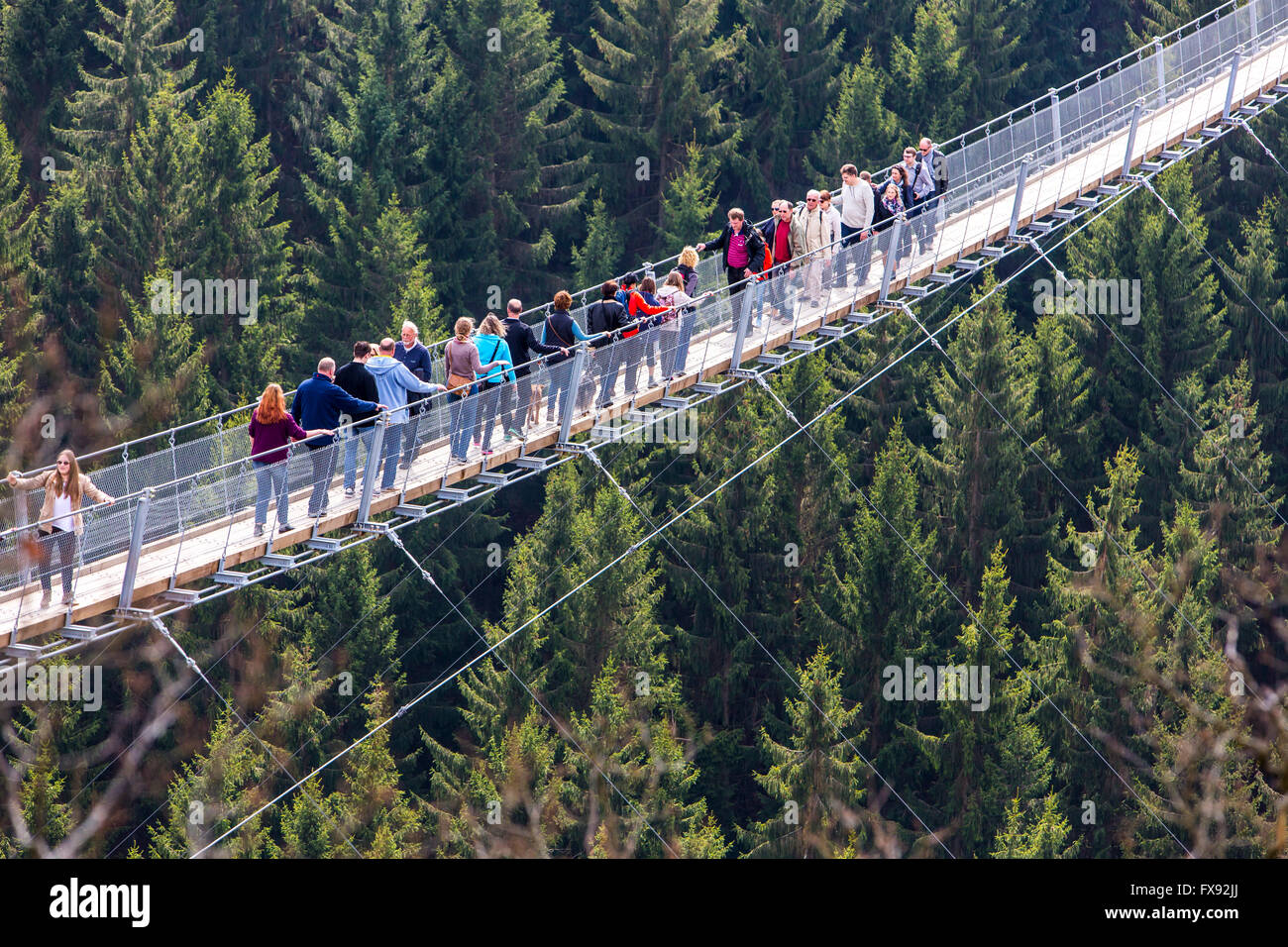 Suspension bridge Geierlay, between villages Mörsdorf and Sosberg, 360 ...