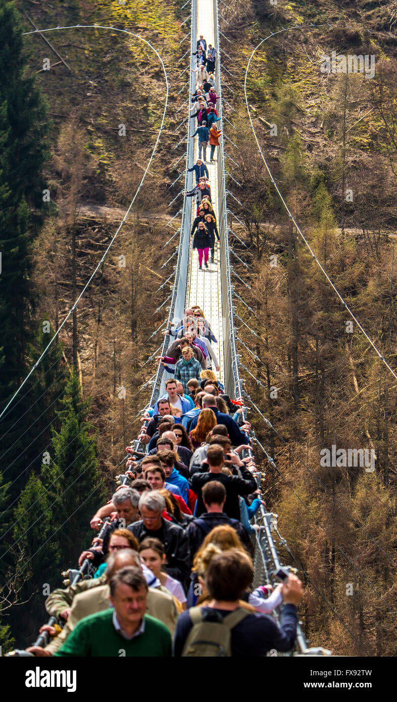 Suspension bridge Geierlay, between villages Mörsdorf and Sosberg, 360 ...