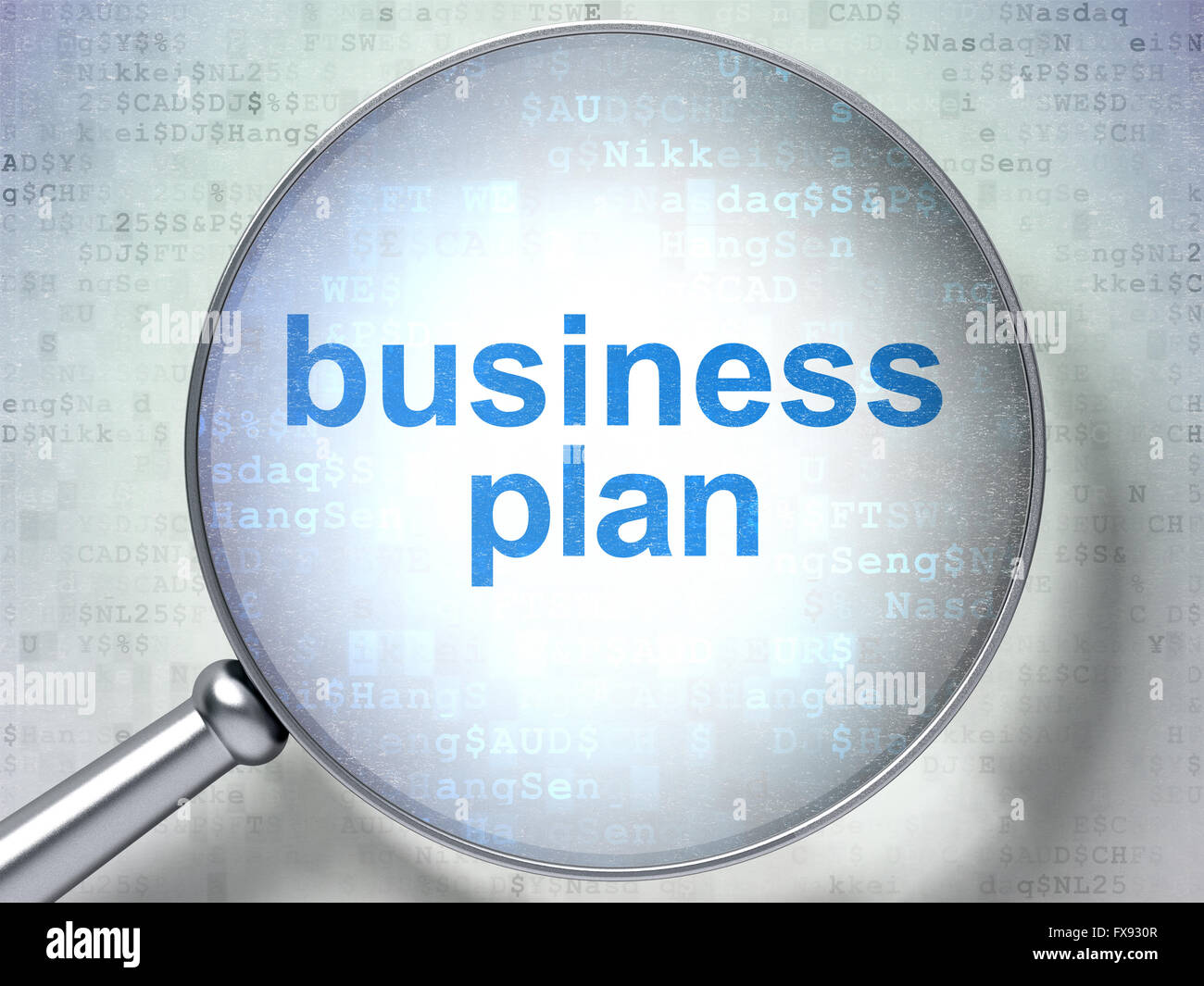 Finance concept Business Plan with optical glass Stock Photo Alamy