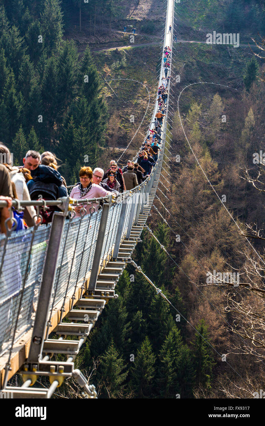 Suspension bridge Geierlay, between villages Mörsdorf and Sosberg, 360 meters in length, longest