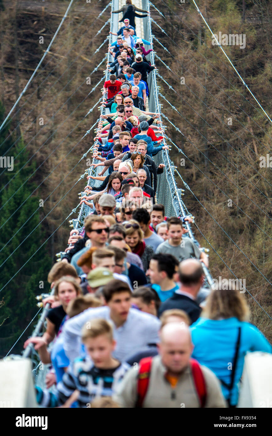 Suspension bridge Geierlay, between villages Mörsdorf and Sosberg, 360 ...