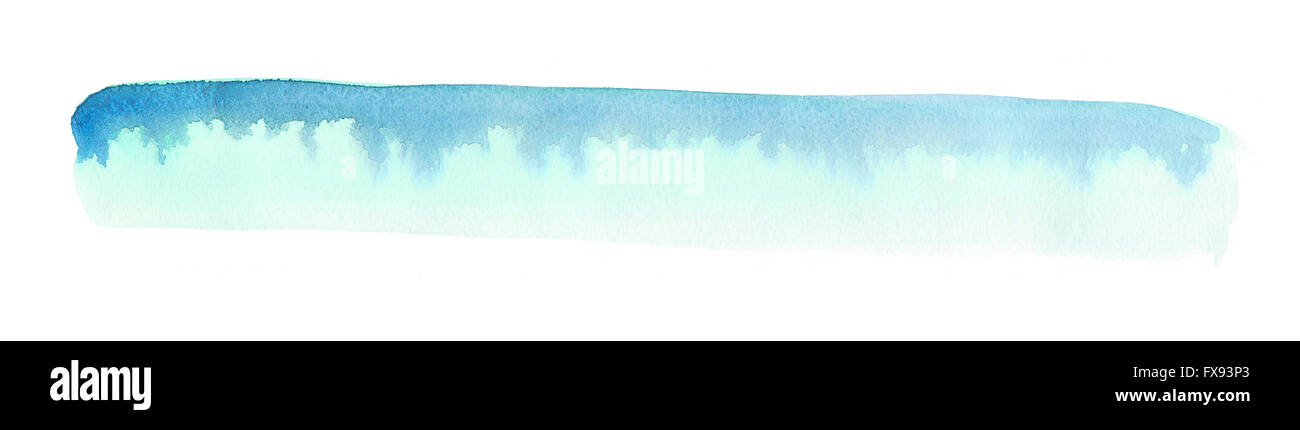 Light blue watercolor paint brush stroke isolated on white background ...
