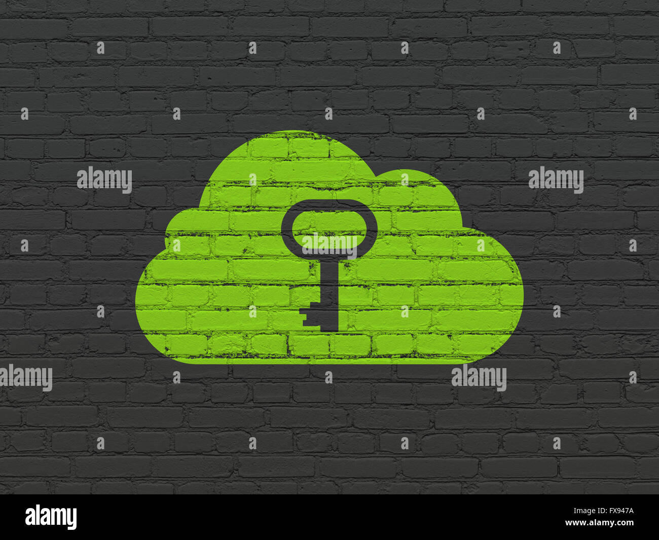 Cloud computing concept: Cloud With Key on wall background Stock Photo ...
