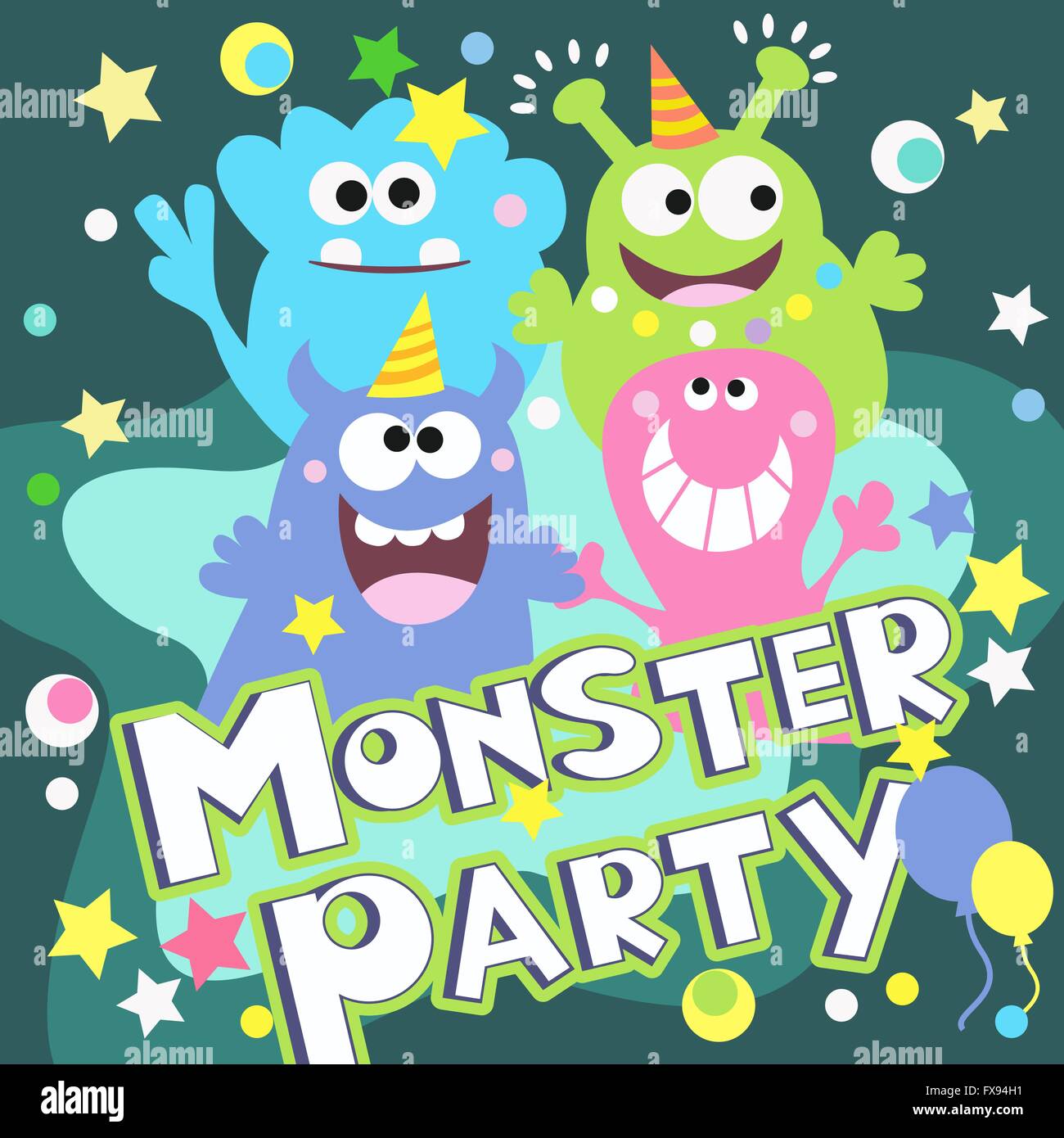 monster party poster Stock Vector Image & Art - Alamy