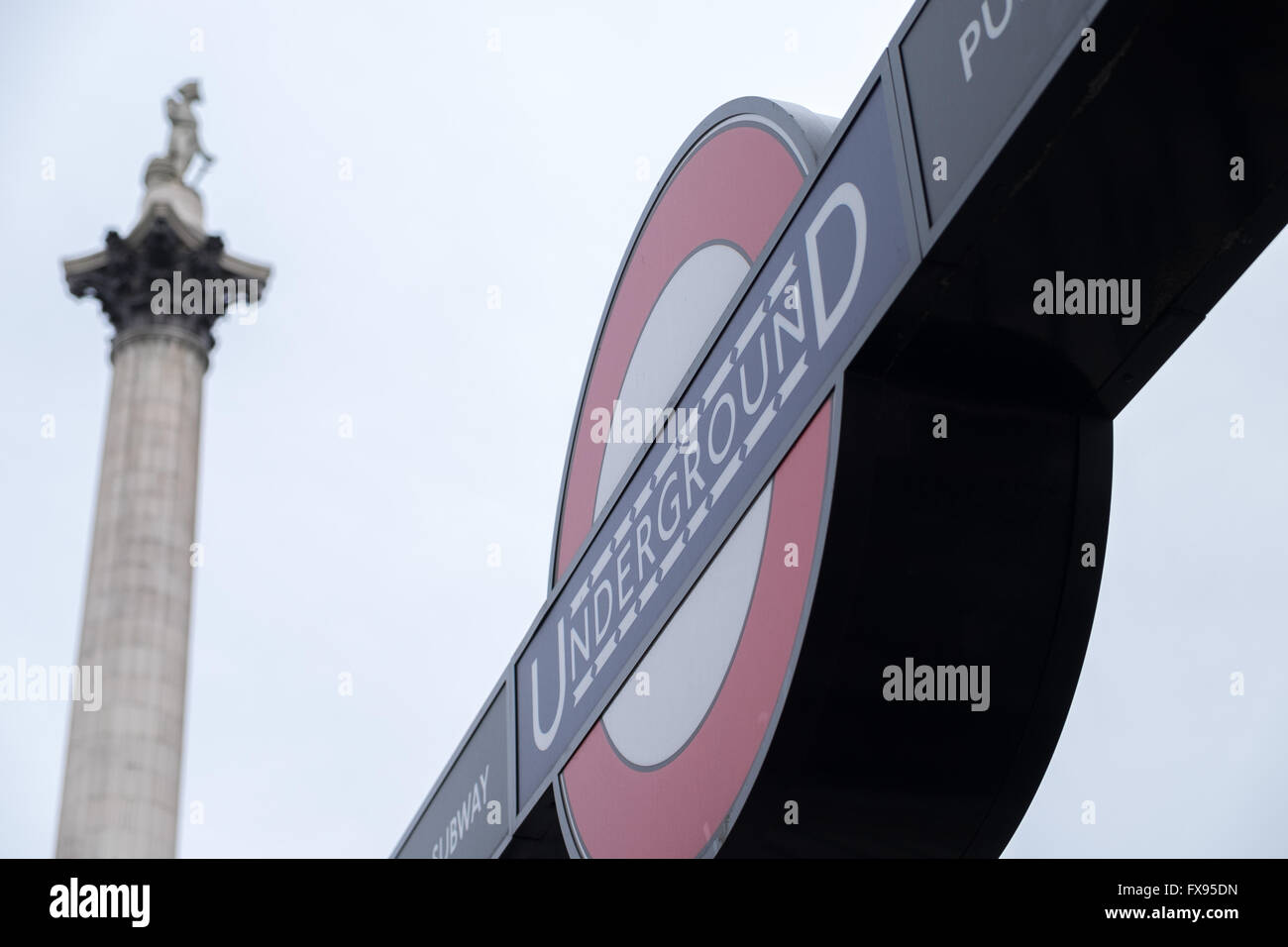 Trafalgar Square Tube subway Underground station sign roundel with