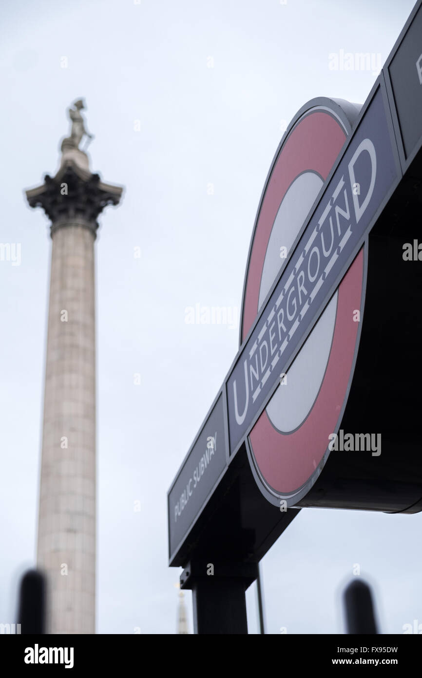 Trafalgar Square Tube subway Underground station sign roundel with