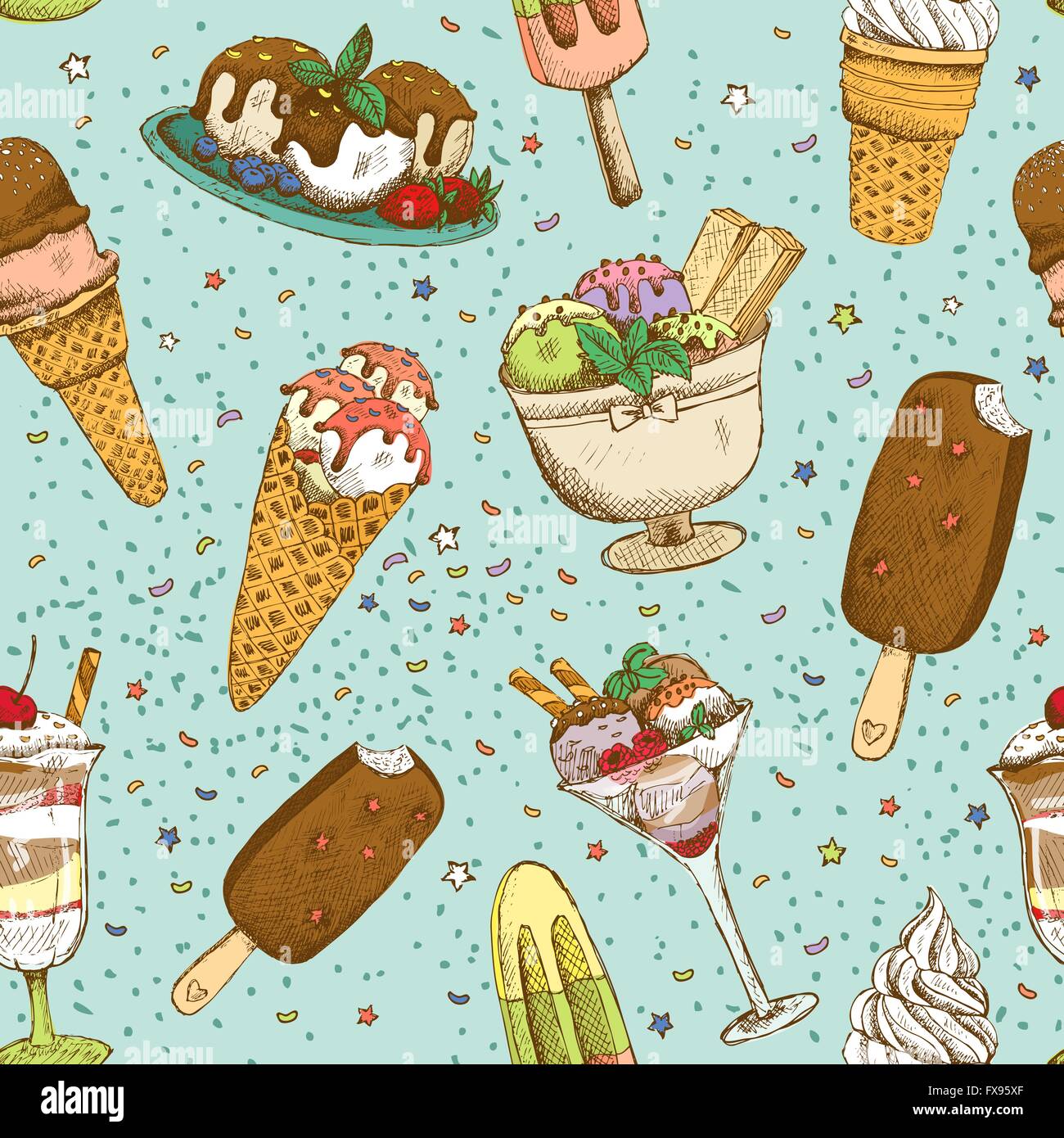 Icecream seamless background pattern Stock Vector Image & Art - Alamy