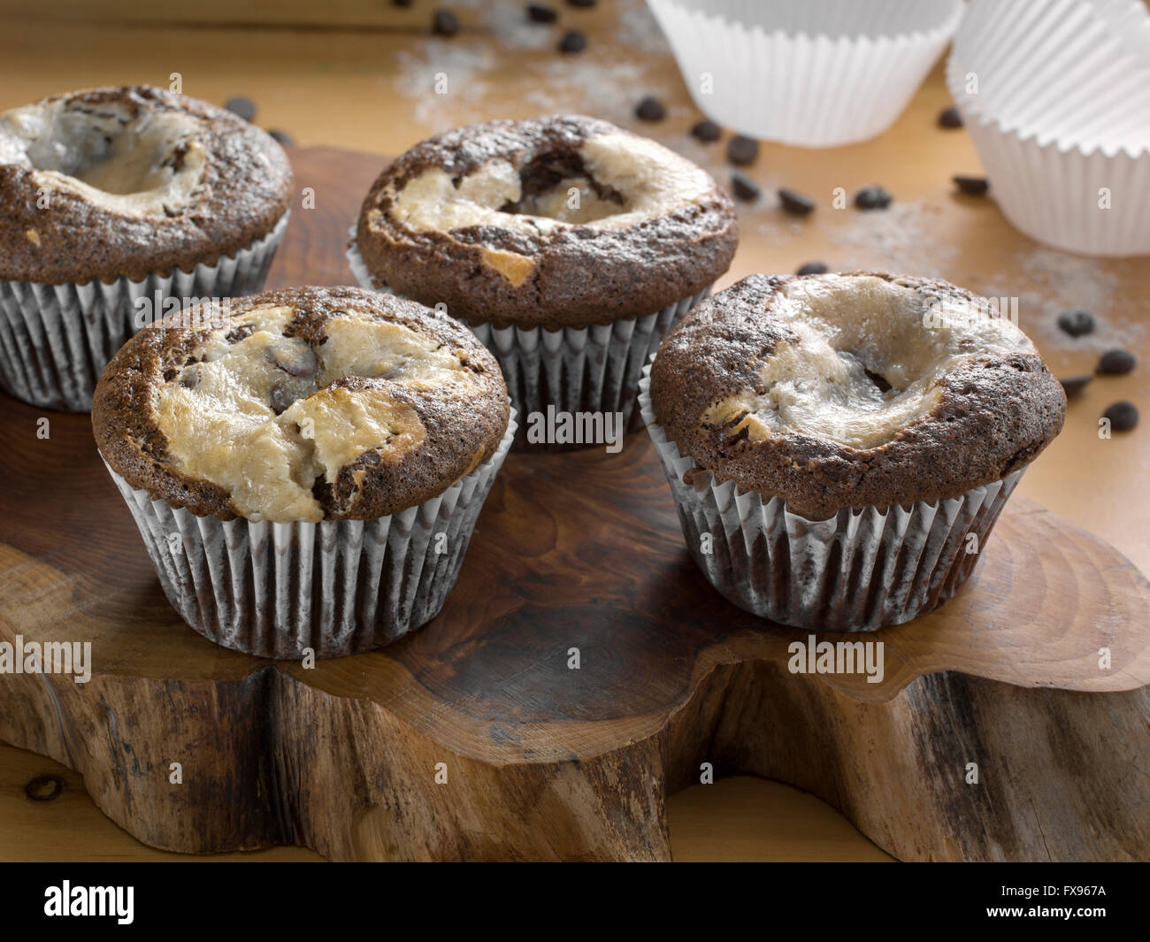 Black bottom cupcakes Stock Photo