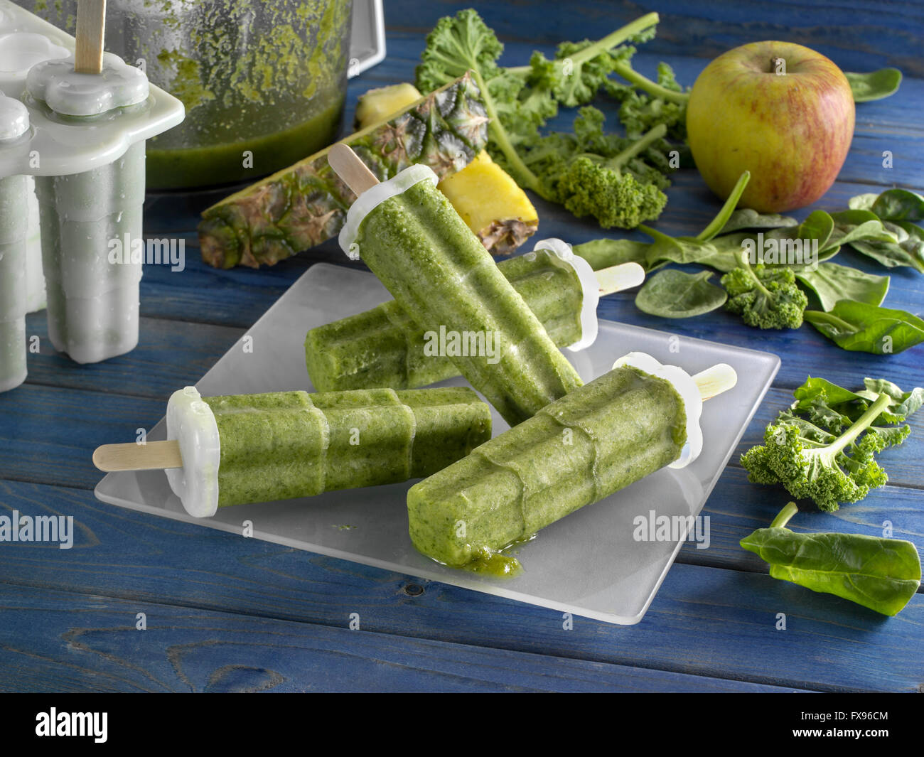 Green juice popsicles Stock Photo Alamy