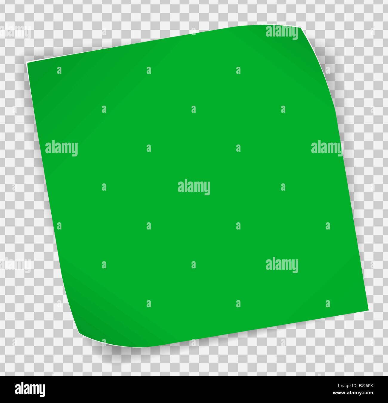 Green paper sticker over transparent background Stock Vector