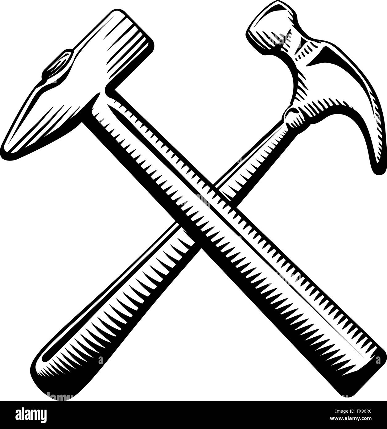 Two crossed hammers symbol Stock Vector Image & Art Alamy
