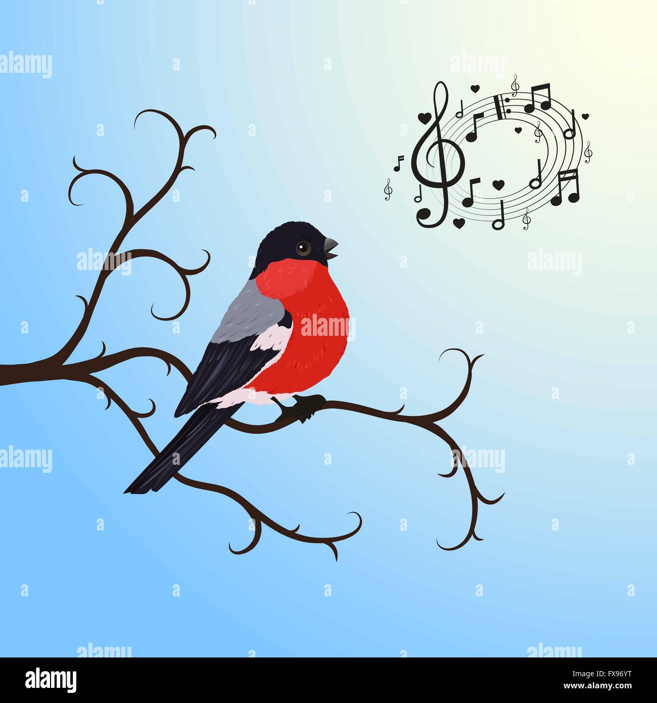 Bird singing on tree Stock Vector Images - Page 2 - Alamy