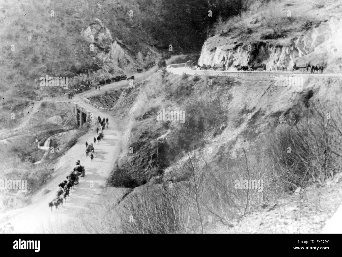 The Nazi propaganda image depicts members of the German Wehrmacht crossing the Shipka Pass in the Bulgarian Balkan Mountains on advance with direction to Yugoslavia and Greece in April 1941. Fotoarchiv für Zeitgeschichtee - NO WIRE SERVICE - Stock Photo