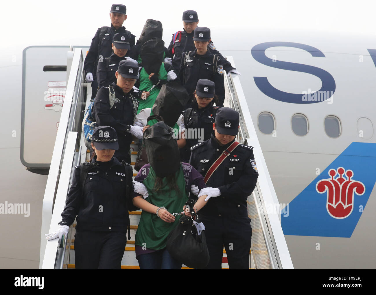 Beijing China 13th Apr 2016 Chinese Telecom Fraud Suspects Deported