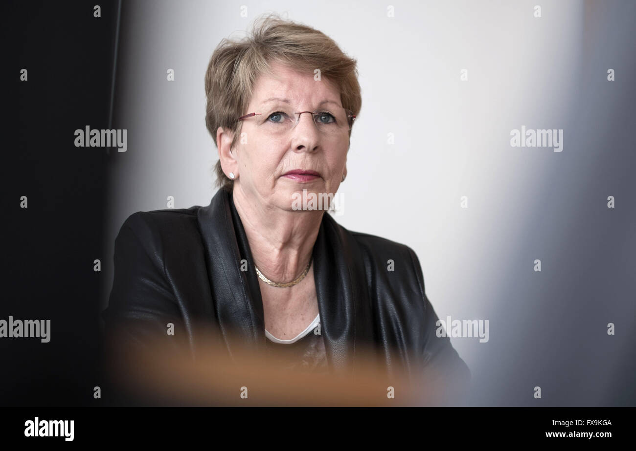 Sabine Bergmann-Pohl poses in Berlin, Germany, 13 April 2016. In 1990 Bergmann-Pohl was president of the People's Chamber and the last head of state of the German Democratic Republic, since the function of the State Council was carried over to the president of the People's Chamber. Photo: Michael Kappeler/dpa Stock Photo
