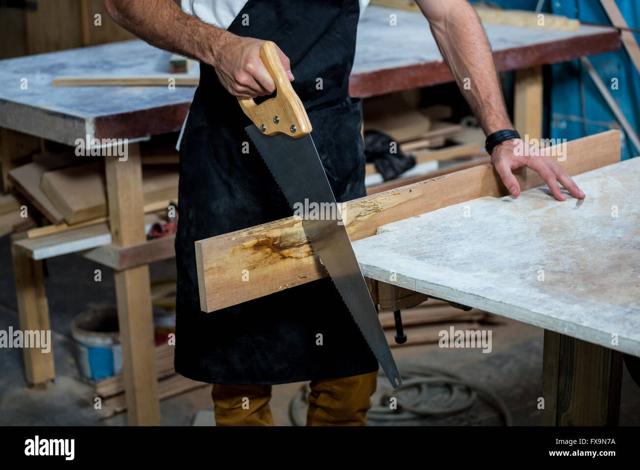 Carpenter working on his craft Stock Photo