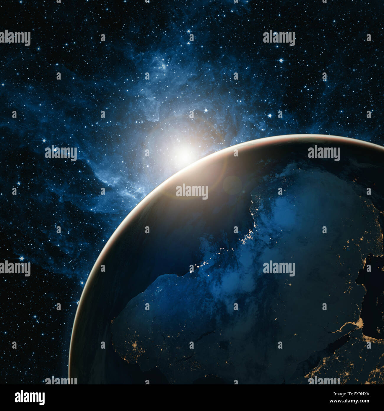 Sunrise over the Earth. Elements of this image furnished by NASA Stock Photo