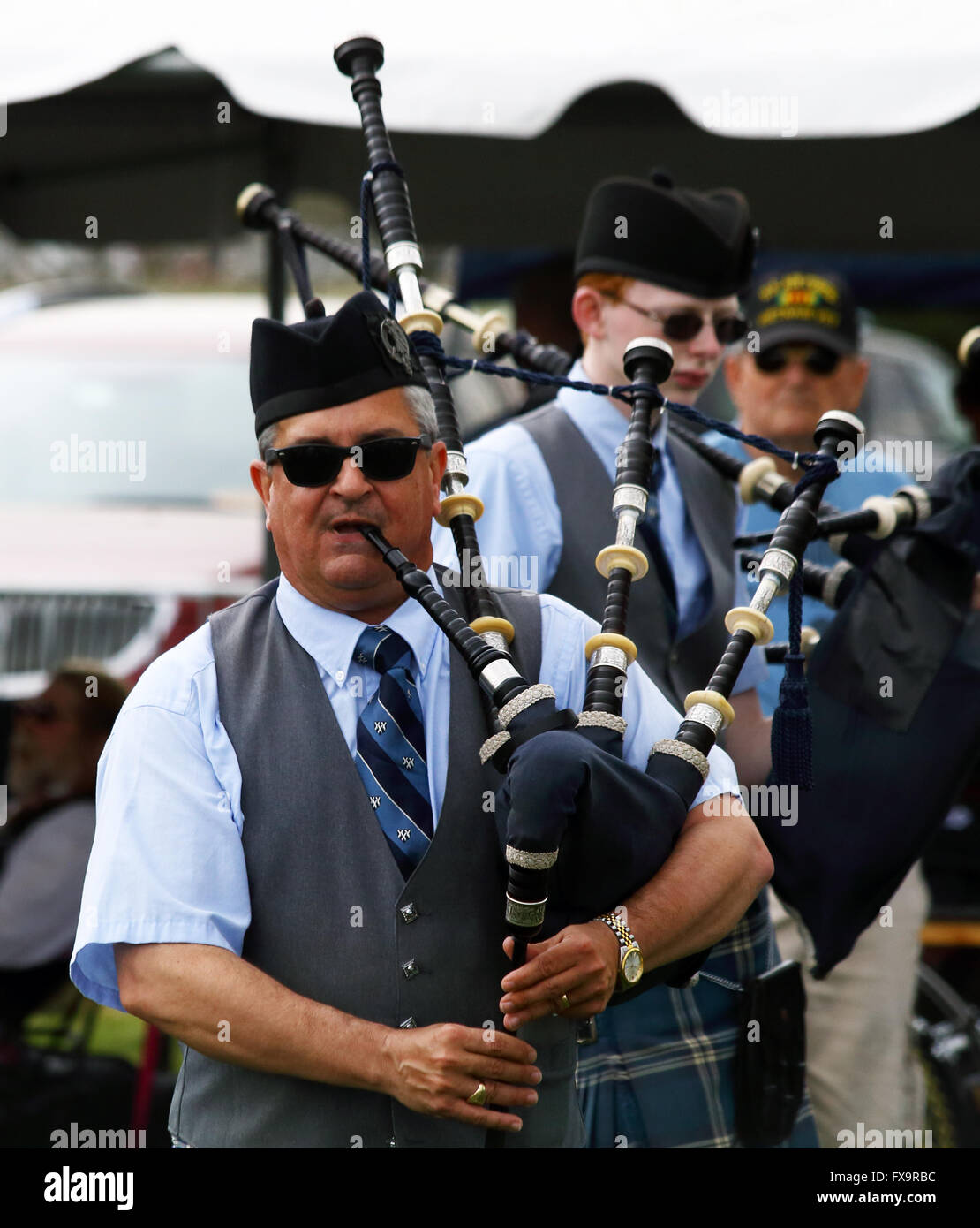 A bagpiper plays at the Inaugural Highland Games in Myrtle Beach South Carolina. Photographed March 19, 2016 Stock Photo