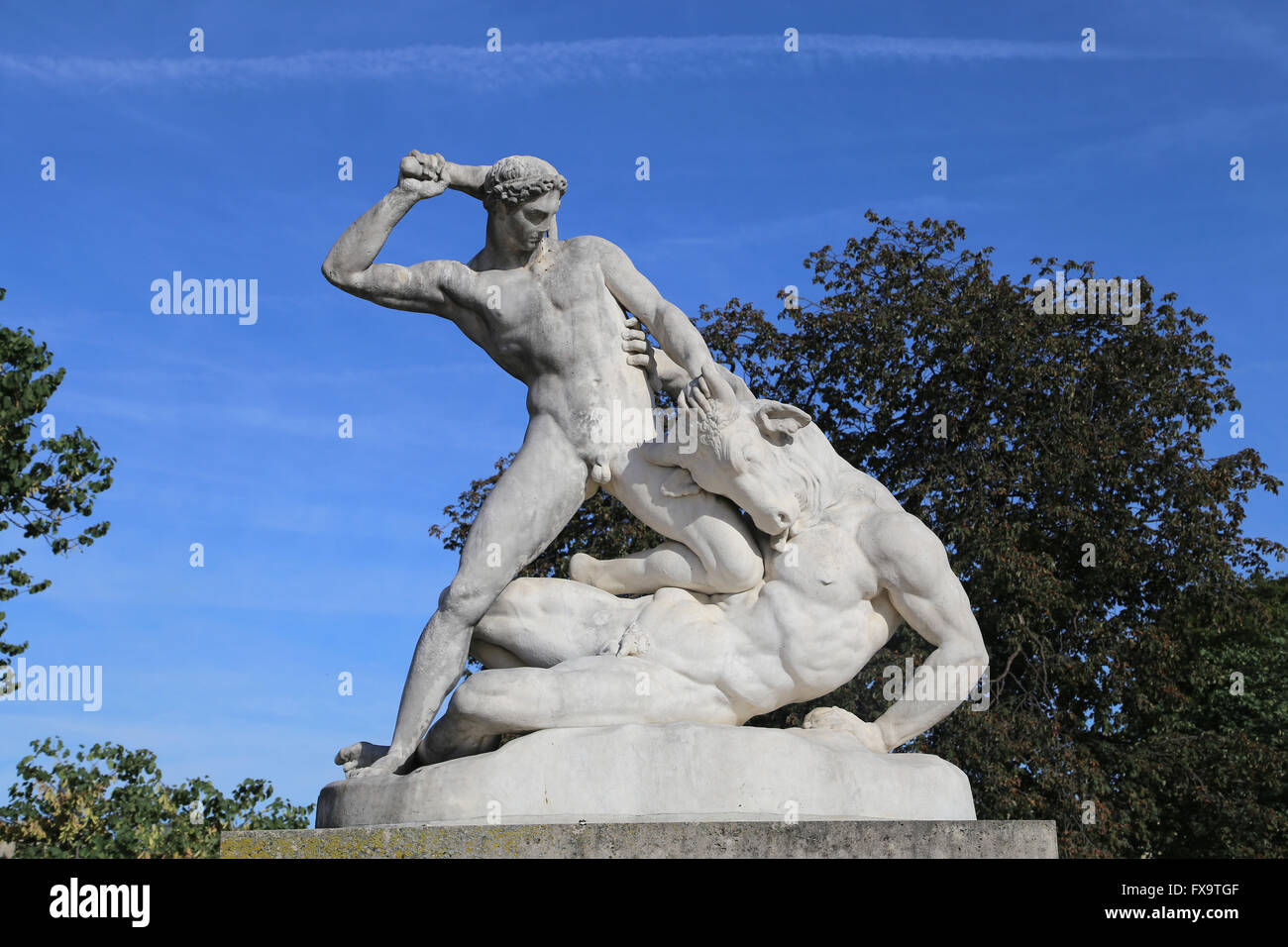 Theseus and the Minotaur, 1826. By Ramey (1796-1852). Tulleries, Paris, France. Stock Photo