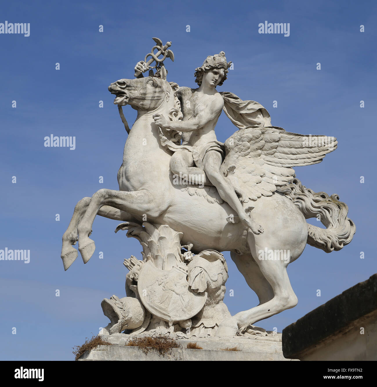 Mercury riding Pegasus,1701-02 by Antoine Coysevox (1640-1720). Paris. France. Stock Photo