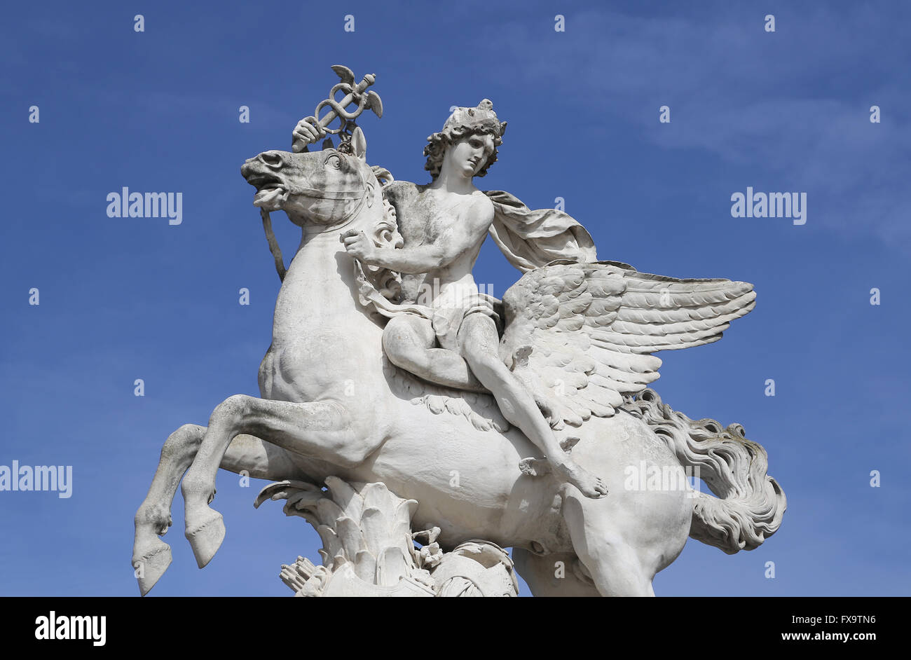 Mercury riding Pegasus,1701-02 by Antoine Coysevox (1640-1720). Paris. France. Stock Photo