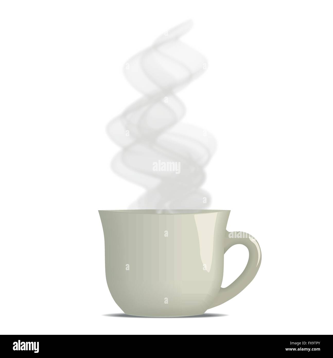 White porcelain cup with steam isolated on white Stock Vector