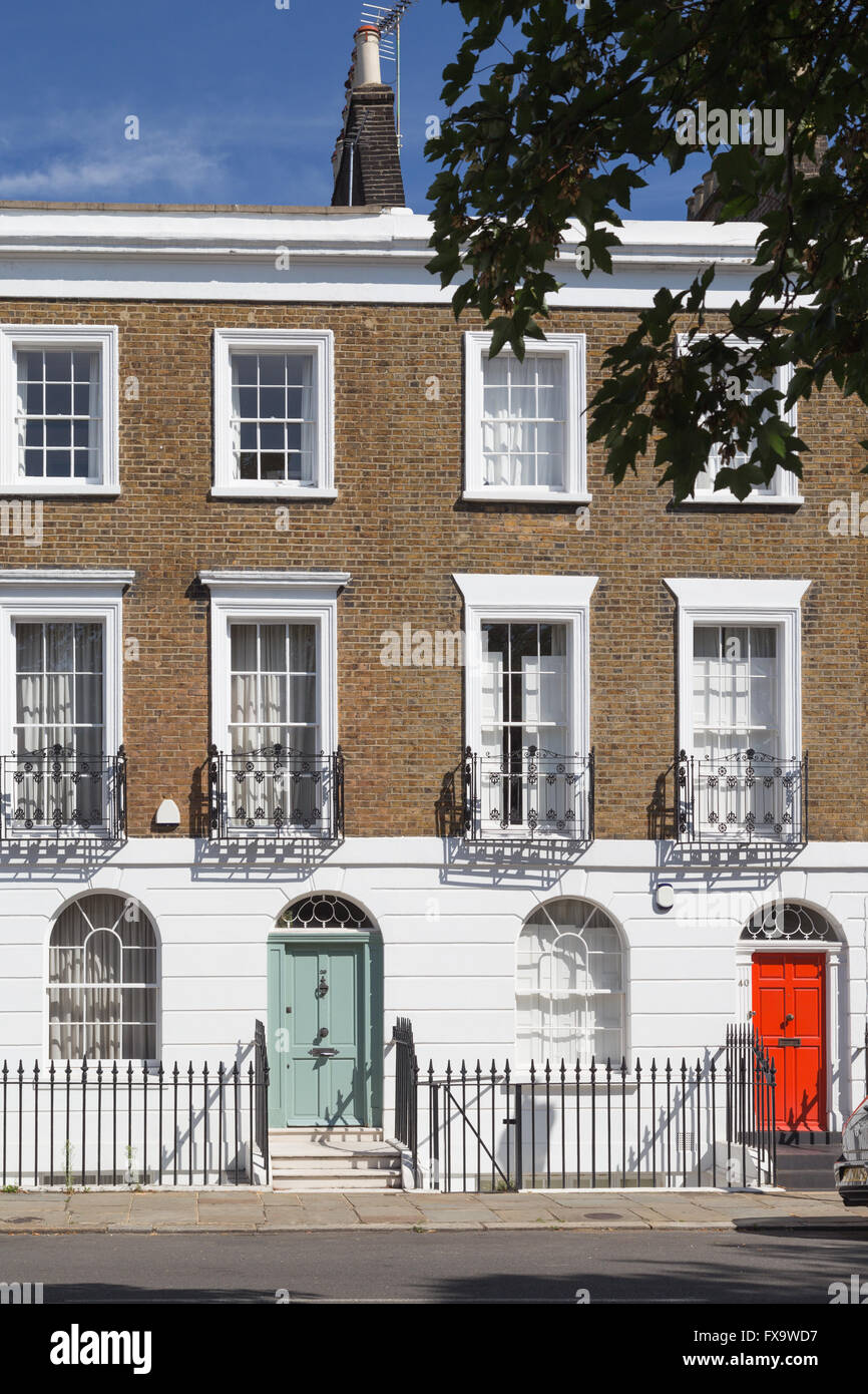 era terraced homes on Gibson Square, Islington, London N1, on