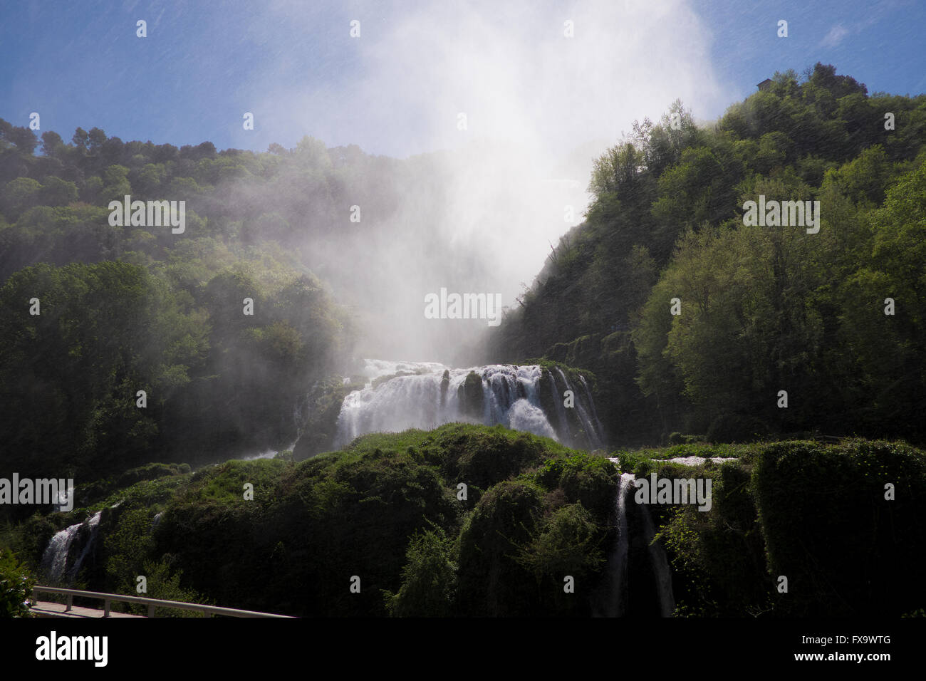 Anciant man made waterfalls near Terni in Umbria Italy Stock Photo