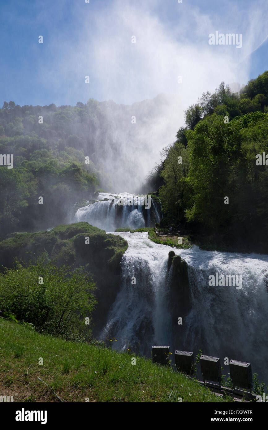 Anciant man made waterfalls near Terni in Umbria Italy Stock Photo
