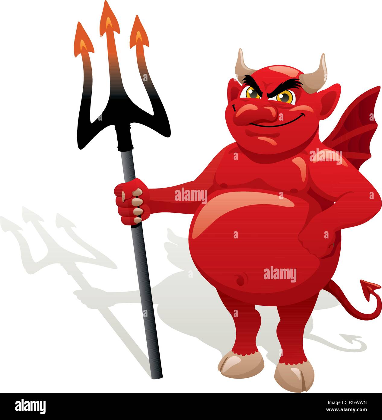 Cartoon Devil. No transparency used. Basic (linear) gradients used. Stock Vector
