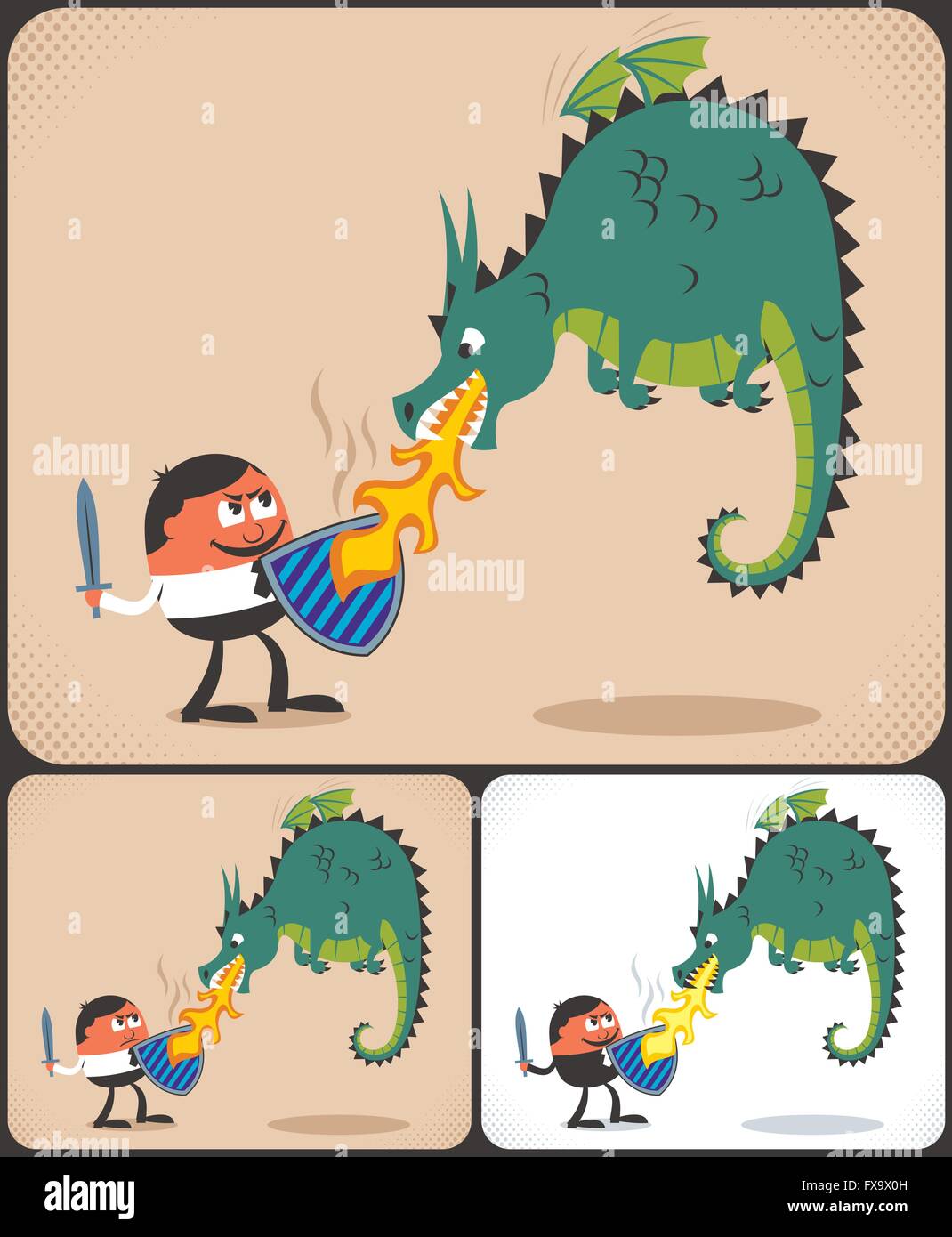 Conceptual illustration for facing challenge. The illustration is in 3 different versions. Stock Vector