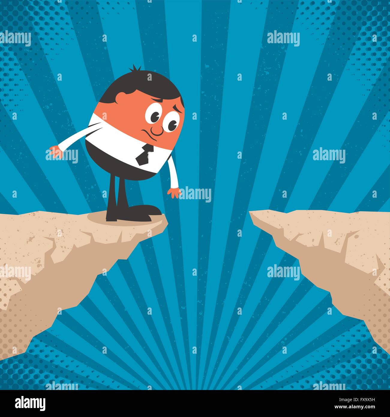 Conceptual illustration of man facing obstacle. Stock Vector