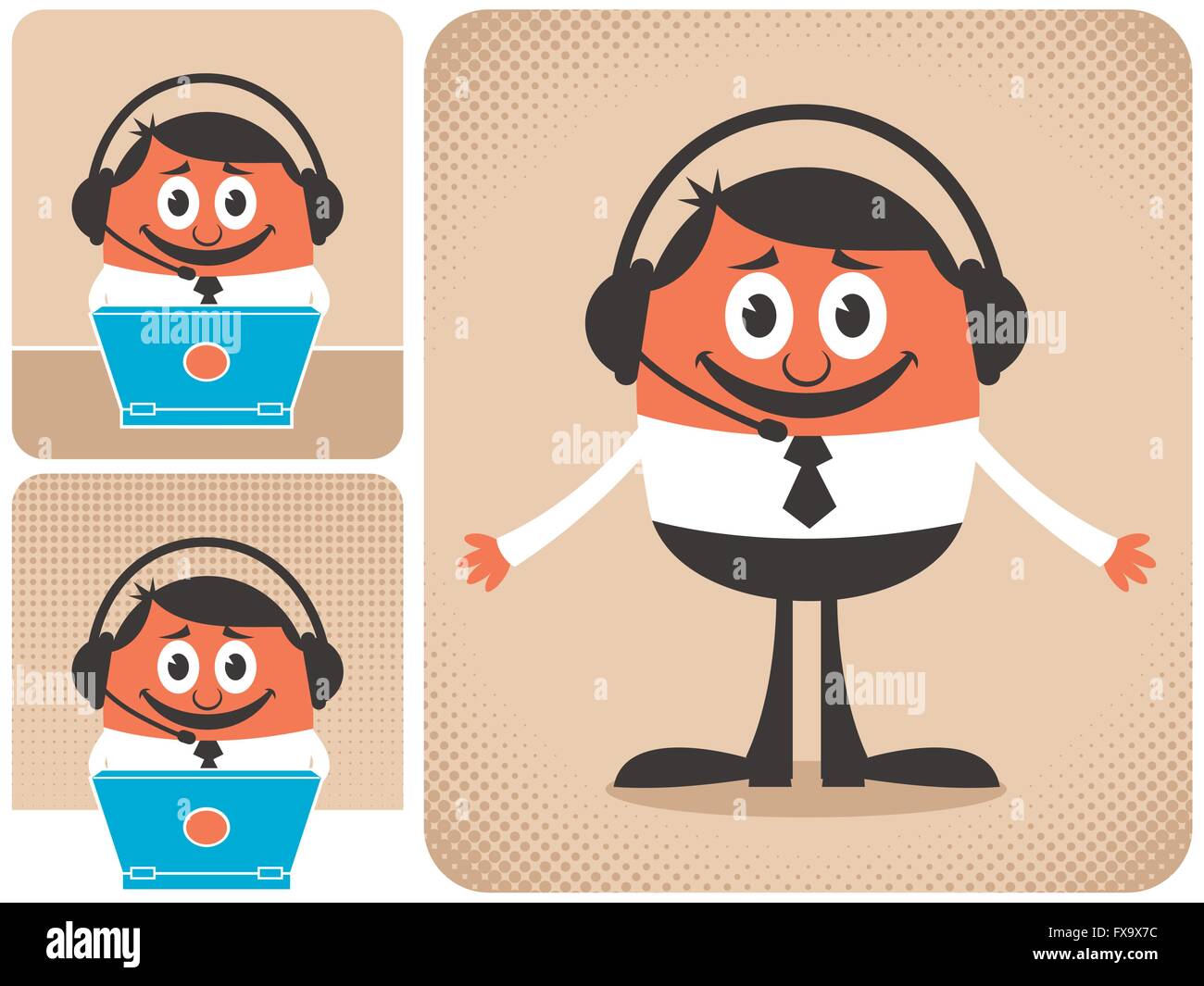 Technical support guy in 3 different versions. Stock Vector