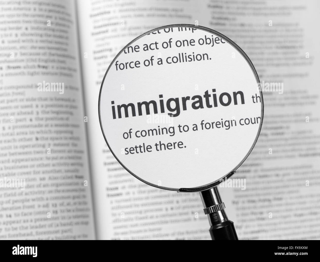 Dictionary highlighting Immigration Stock Photo Alamy