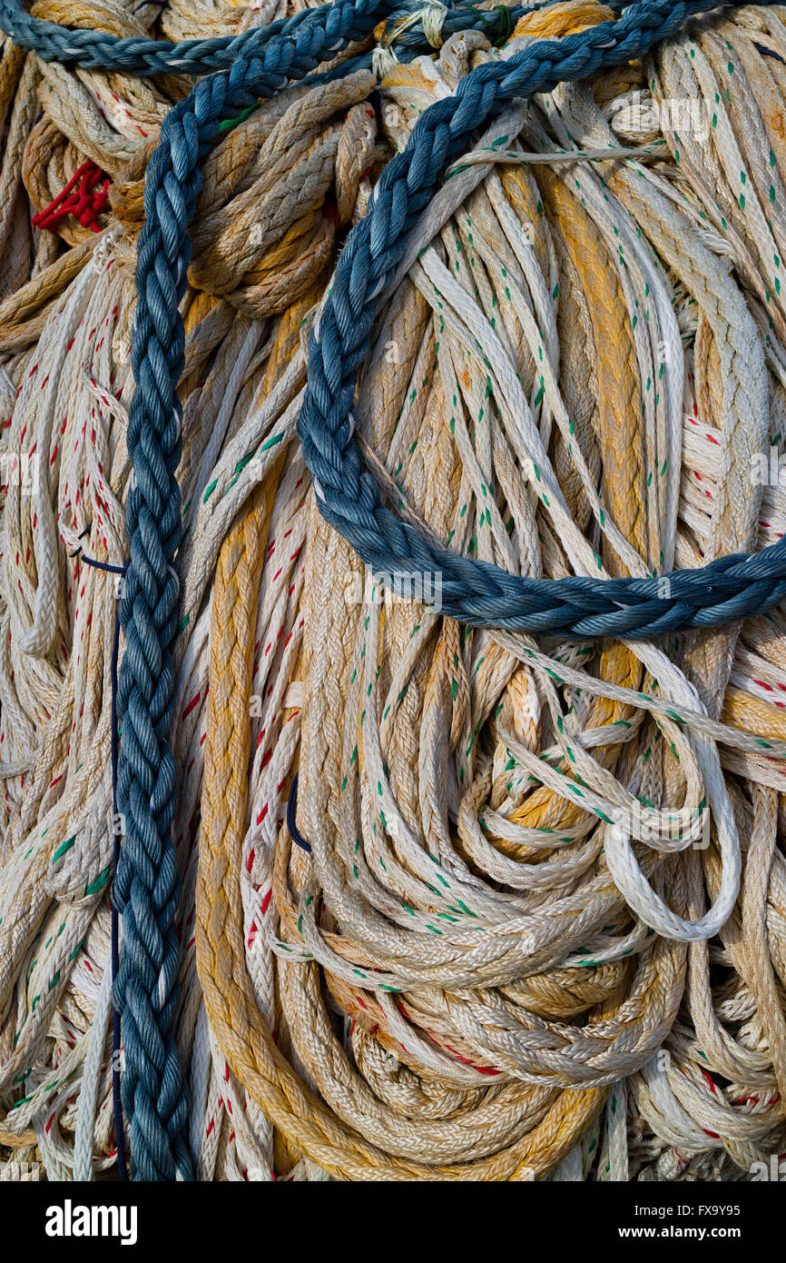 Large ropes hanging to dry Stock Photo
