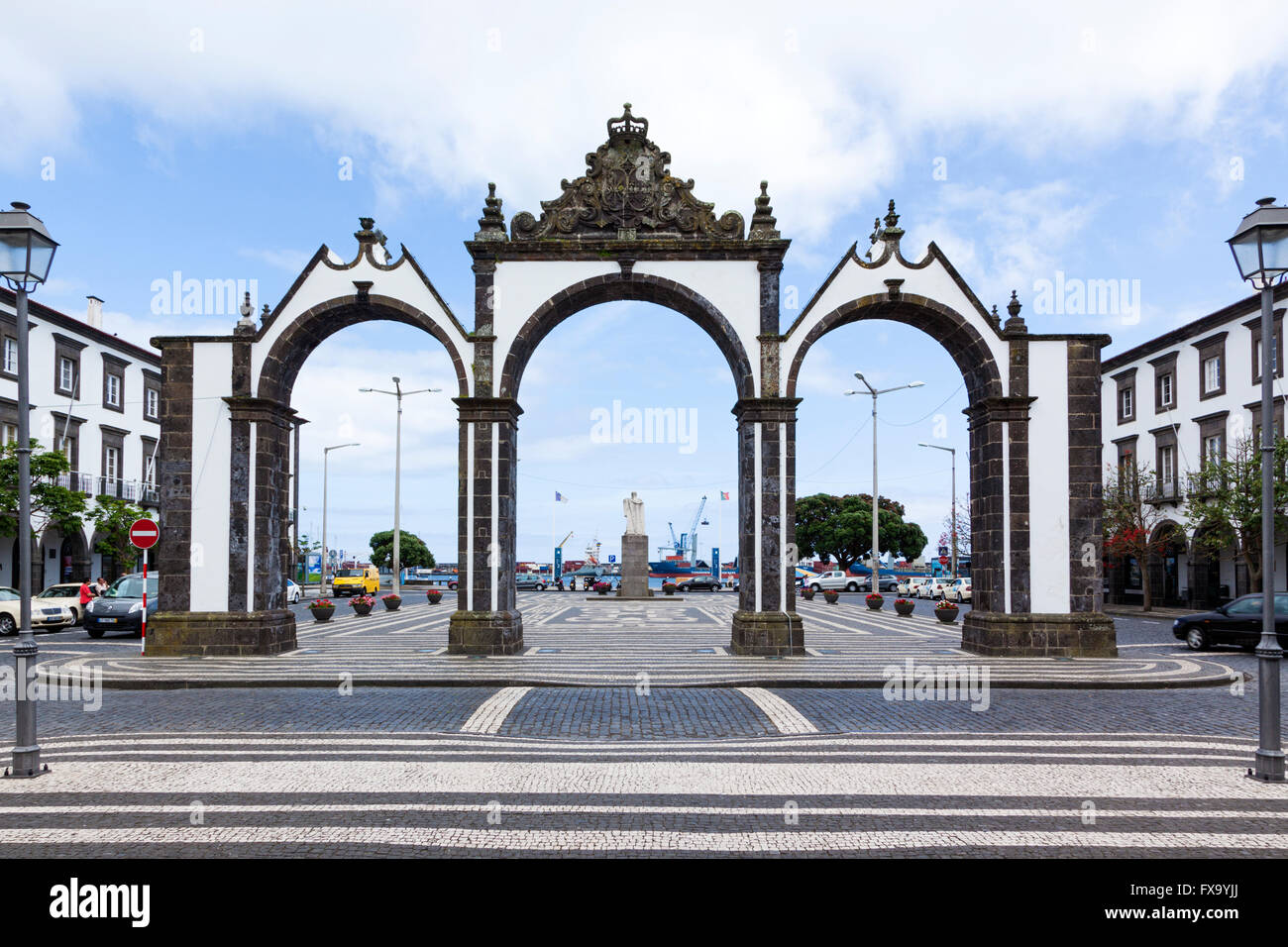 Portas da Cidade monument, Ponta Delgada, Sao Miguel, Portuguese Autonomous Region of the Azores Stock Photo