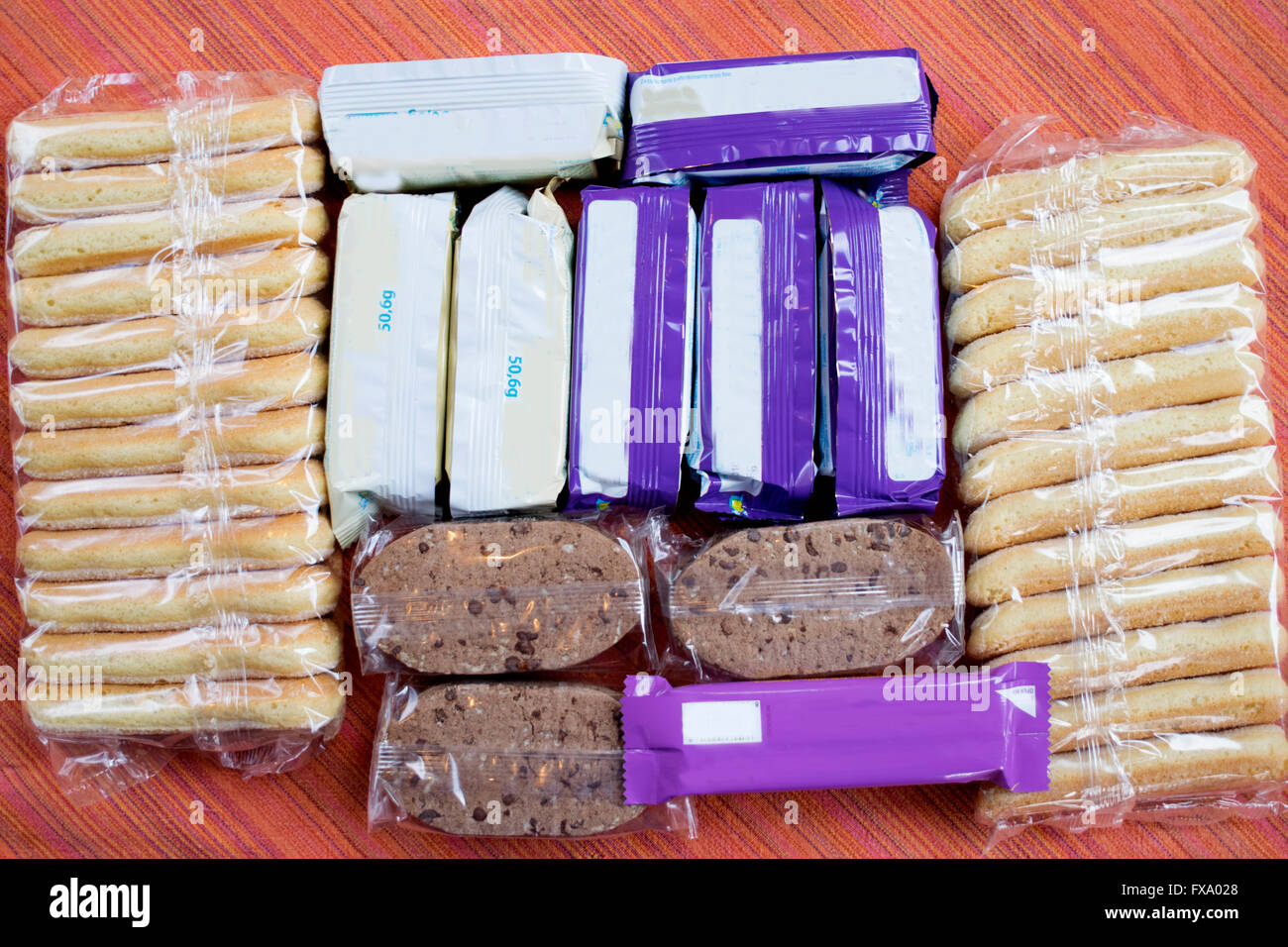 retail packs of snacks biscuits and bars in individual packages Stock Photo