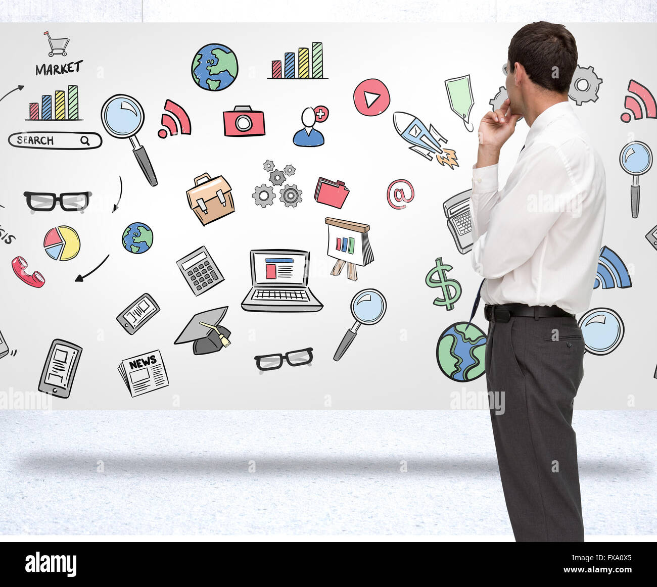 Composite image of thoughtful classy businessman looking away Stock Photo