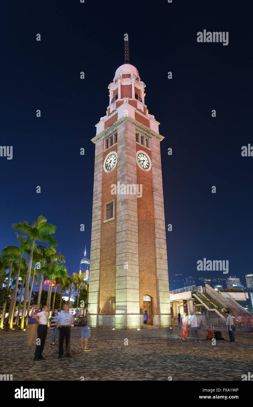 Clock Tower at Tsim Sha Tsui in Hong Kong, China, at evening Stock