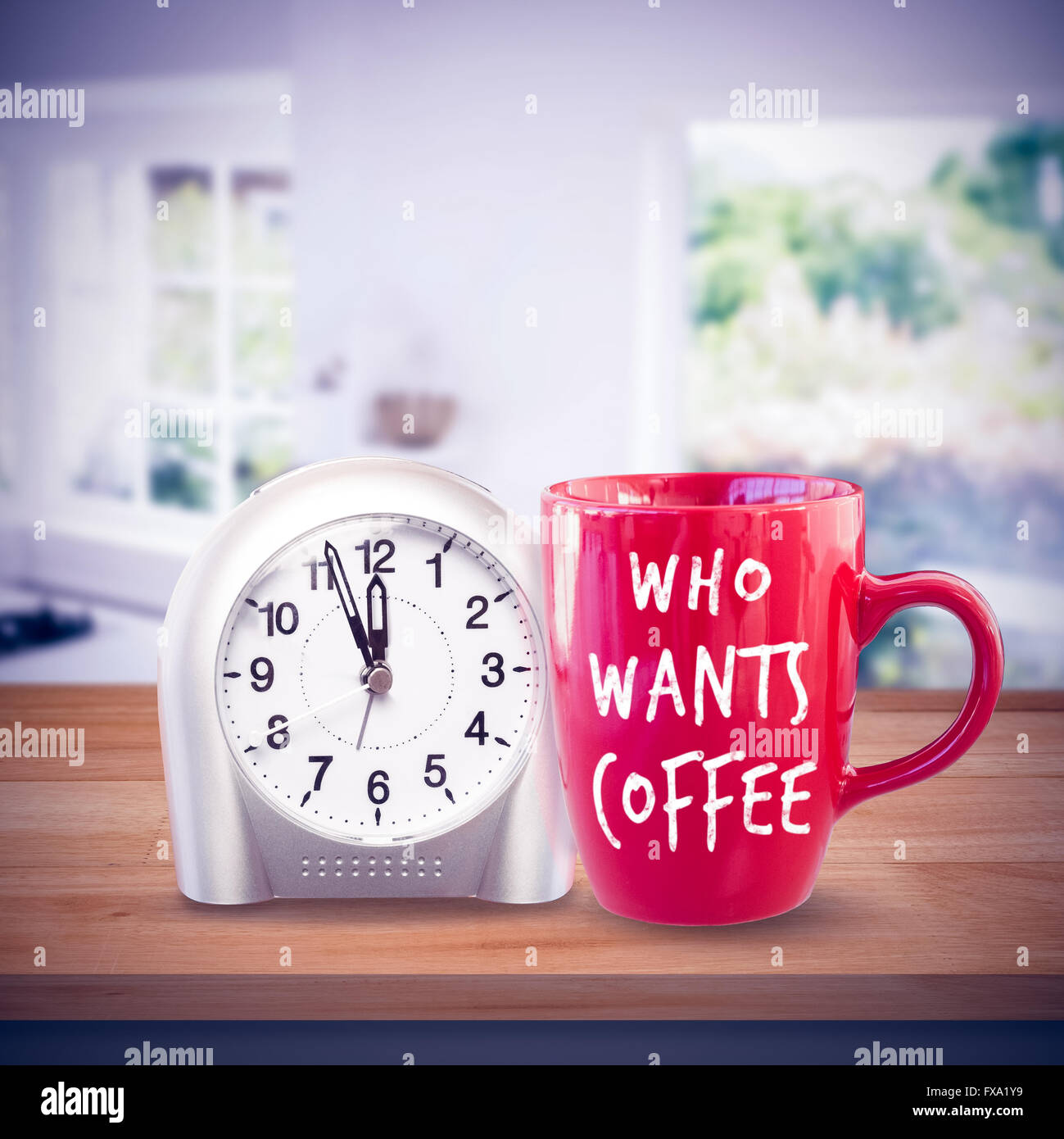 Composite image of who wants coffee Stock Photo