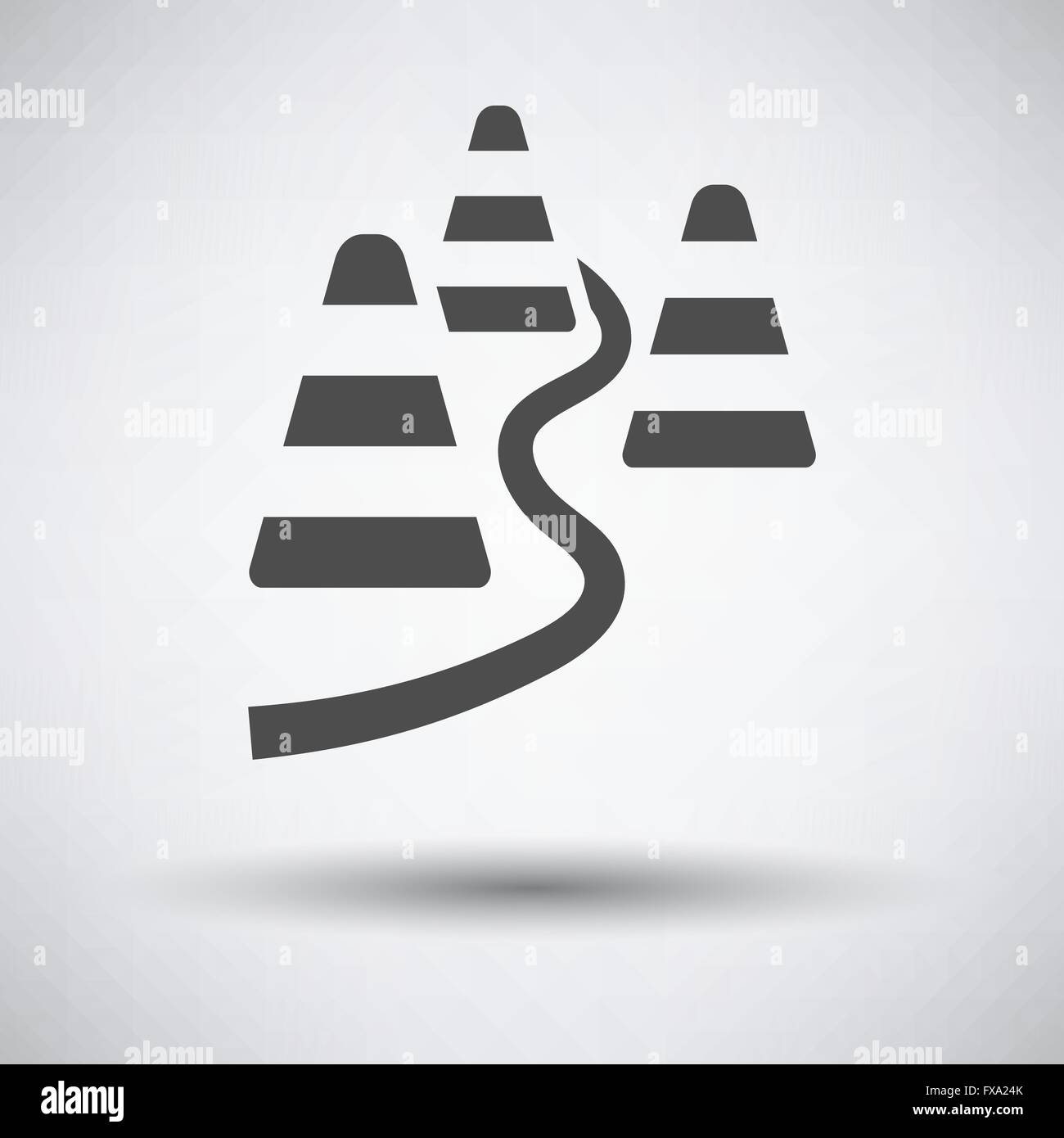 Soccer training cones icon on gray background with round shadow. Vector ...