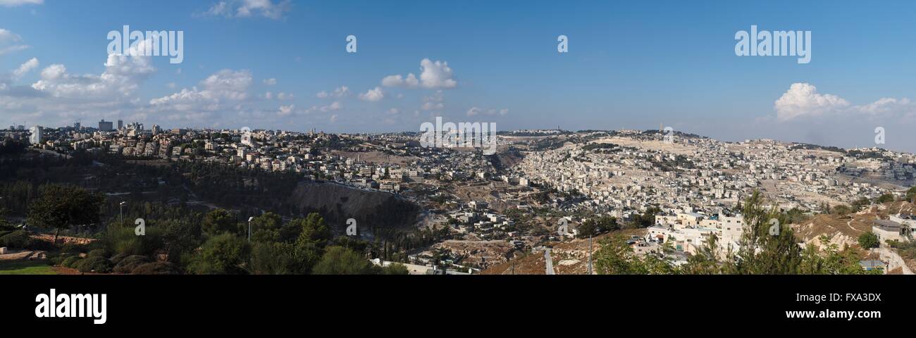 Panorama of Jerusalem with Temple Mount in the center Stock Photo