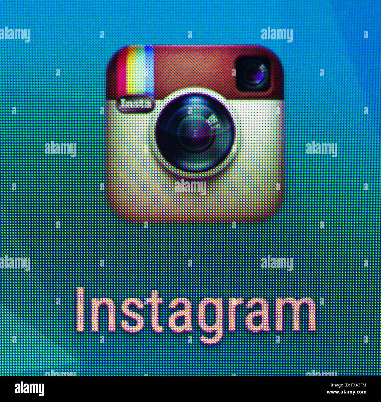 Close up of the Instagram app icon on an Android phone. Stock Photo