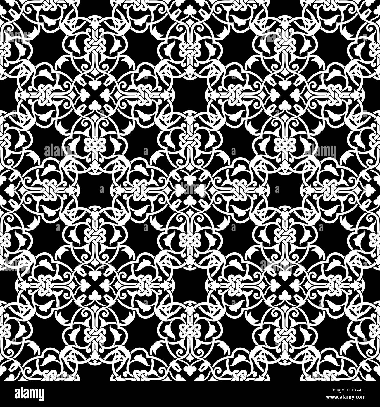 Seamless black and white pattern in arabic or muslim style Stock Vector ...