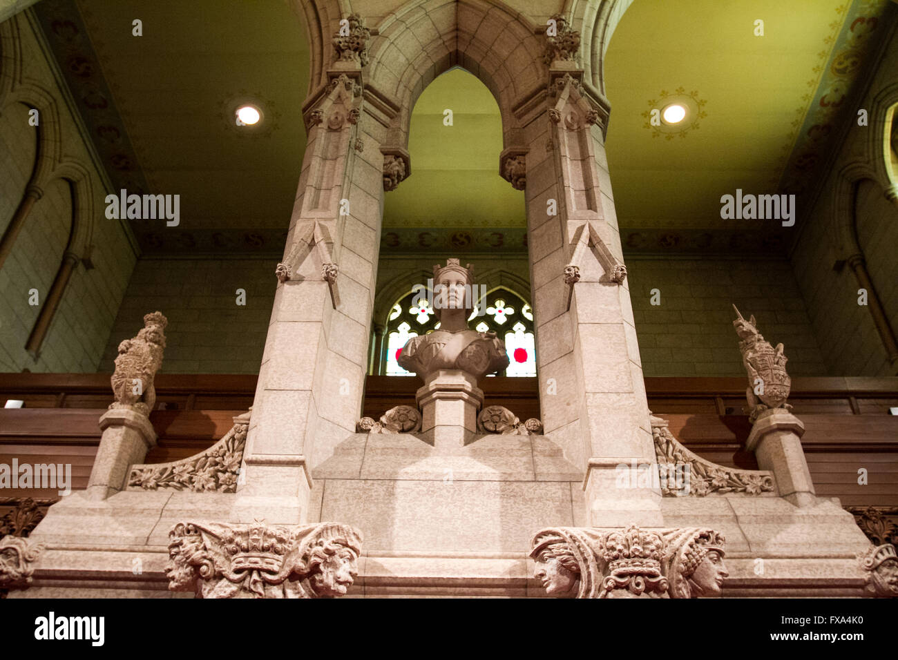 A statue of Queen Victoria in the Senate Chamber in Parliament hill in Ottawa, Ont., April 29, 2012. Stock Photo
